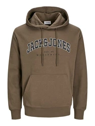 Jack & Jones Sweatshirt JJECALEB VARSITY HOOD NOOS Dunkelgrün/Khaki/Grau/Braun