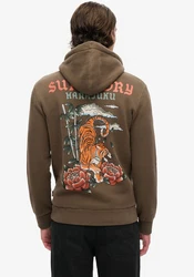 Superdry Kapuzensweatshirt Tattoo Graphic Hoodie Khaki/Dunkelgrün/Braun/Grau