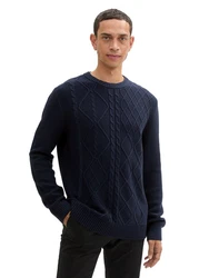 TOM TAILOR Strickpullover Dunkelblau/Hellblau