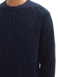 TOM TAILOR Strickpullover Dunkelblau/Hellblau