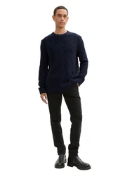 TOM TAILOR Strickpullover Dunkelblau/Hellblau