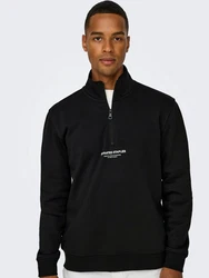 ONLY & SONS Sweatshirt ONSCURATED REG HALF ZIP SWEAT Schwarz