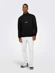 ONLY & SONS Sweatshirt ONSCURATED REG HALF ZIP SWEAT Schwarz