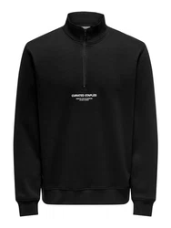 ONLY & SONS Sweatshirt ONSCURATED REG HALF ZIP SWEAT Schwarz
