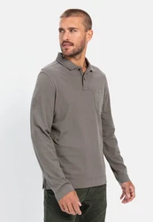 camel active Langarm Poloshirt Grau/Braun/Khaki