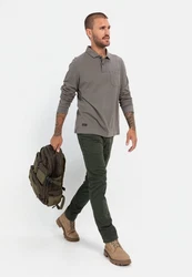 camel active Langarm Poloshirt Grau/Braun/Khaki
