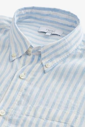 Next Leinenhemd Signature Langarmhemd Hellblau/Blau/Türkis