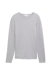 TOM TAILOR Strickpullover Longsleeve Rundhalspullover Grau/Silber/Hellgrau