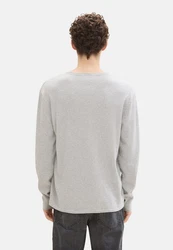 TOM TAILOR Strickpullover Longsleeve Rundhalspullover Grau/Silber/Hellgrau