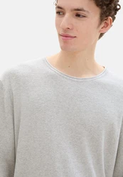 TOM TAILOR Strickpullover Longsleeve Rundhalspullover Grau/Silber/Hellgrau