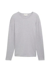 TOM TAILOR Strickpullover Longsleeve Rundhalspullover Grau/Silber/Hellgrau