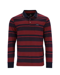 Langarm-Poloshirt strukturiertes Poloshirt mit Flachstrickkragen