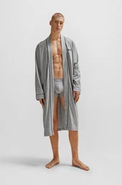 Morgenmantel Kimono BM, Baumwolle, Kimono-Kragen, mit Logostickerei