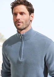 AUTHENTIC LE JOGGER Troyer Pullover mit Stehkragen und Zipper Grau/Blau/Dunkelblau/Hellblau