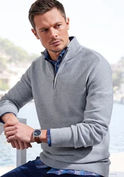 AUTHENTIC LE JOGGER Troyer Pullover mit Stehkragen und Zipper Grau/Hellgrau