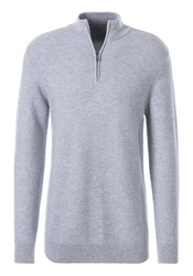 AUTHENTIC LE JOGGER Troyer Pullover mit Stehkragen und Zipper Grau/Hellgrau
