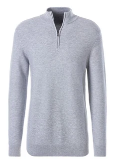 AUTHENTIC LE JOGGER Troyer Pullover mit Stehkragen und Zipper Grau/Hellgrau