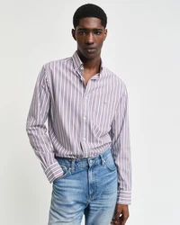 Gant Langarmhemd REG POPLIN STRIPE SHIRT Regular Fit Popeline Hemd Lila/Hellblau/Dunkelrot/Grau