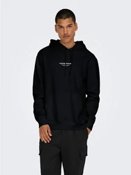 ONLY & SONS Kapuzensweatshirt ONSCURATED REG HOODIE SWEAT Schwarz/Dunkelblau