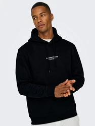 ONLY & SONS Kapuzensweatshirt ONSCURATED REG HOODIE SWEAT Schwarz/Dunkelblau