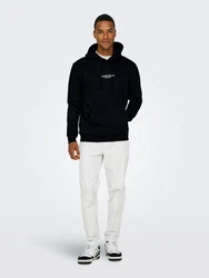 ONLY & SONS Kapuzensweatshirt ONSCURATED REG HOODIE SWEAT Schwarz/Dunkelblau