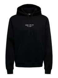 ONLY & SONS Kapuzensweatshirt ONSCURATED REG HOODIE SWEAT Schwarz/Dunkelblau