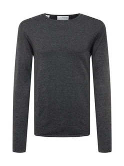 SELECTED HOMME Strickpullover SLHROME Dunkelgrau/Grau