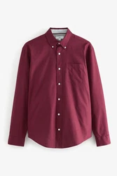 Next Langarmhemd Oxfordhemd Dunkelrot/Rot/Bordeaux