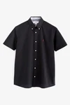 Next Kurzarmhemd Slim Fit Oxfordhemd Schwarz/Rot/Dunkelbraun