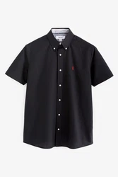 Next Kurzarmhemd Slim Fit Oxfordhemd Schwarz/Rot/Dunkelbraun