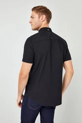 Next Kurzarmhemd Oxford-Hemd Schwarz/Dunkelblau