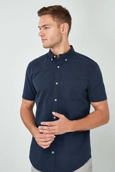 Next Kurzarmhemd Oxford-Hemd Dunkelblau/Hellblau/Blau