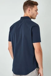 Next Kurzarmhemd Oxford-Hemd Dunkelblau/Hellblau/Blau