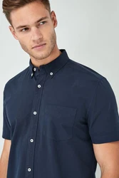Next Kurzarmhemd Oxford-Hemd Dunkelblau/Hellblau/Blau