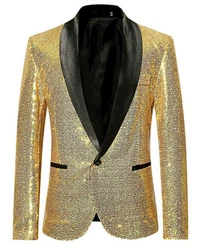 Allthemen Sakko Anzugjacke Comfort Fit Gold/Silber