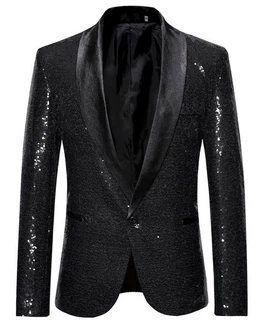Allthemen Sakko Anzugjacke Comfort Fit Schwarz/Silber/Grau/Dunkelgrau