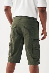Next Lange Cargo-Shorts mit Gürtel Dunkelgrün/Khaki/Grün