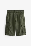 Next Lange Cargo-Shorts mit Gürtel Dunkelgrün/Khaki/Grün