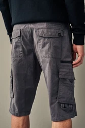 Next Lange Cargo-Shorts mit Gürtel Dunkelgrau/Grau/Khaki/Hellgrau