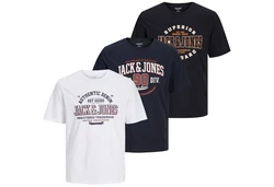 Jack & Jones T-Shirt 3er Pack Dunkelblau/Blau/Rot/Schwarz/Hellblau