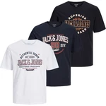 Jack & Jones T-Shirt 3er Pack Dunkelblau/Blau/Rot/Schwarz/Hellblau