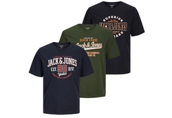 Jack & Jones T-Shirt 3er Pack Dunkelgrün/Khaki