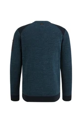 PME LEGEND Strickpullover R-neck cotton rib melee knit Hellblau/Dunkelblau/Blau/Dunkelgrün