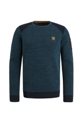 PME LEGEND Strickpullover R-neck cotton rib melee knit Hellblau/Dunkelblau/Blau/Dunkelgrün