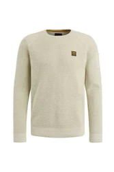 PME LEGEND Strickpullover R-neck Cotton Rib Melee Knit knochenweiß