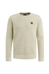 PME LEGEND Strickpullover R-neck Cotton Rib Melee Knit knochenweiß