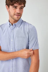 Next Kurzarmhemd Oxford-Hemd Hellblau/Dunkelblau/Blau