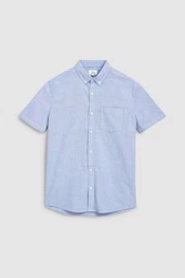Next Kurzarmhemd Oxford-Hemd Hellblau/Dunkelblau/Blau
