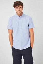 Next Kurzarmhemd Oxford-Hemd Hellblau/Dunkelblau/Blau