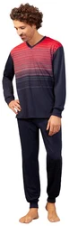 Hajo Schlafanzug Herren Pyjama Klima Komfort Dunkelblau/Lila